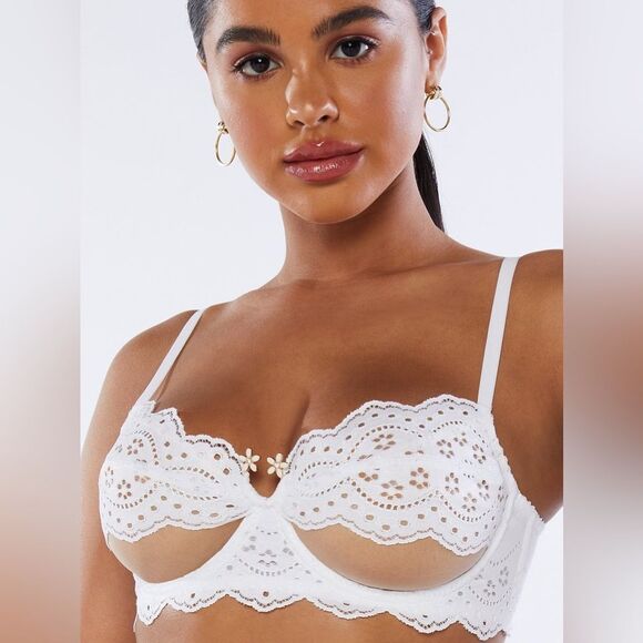 Fenty BOMBSHELL BRODERIE UNLINED LACE BALCONETTE BRA 34D - Picture 1 of 10